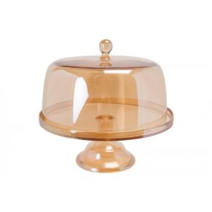 Glass cake plate with lid