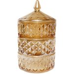 Jar with lid, glass, amber