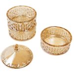 Jar with lid, glass, amber