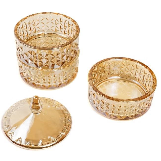 Jar with lid, glass, amber