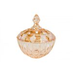 Jar with lid, glass, amber