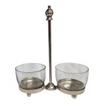 Glass containers with metal holder